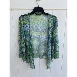 Tango Mango Womens Sheer Floral Short Sleeve Top Open Front